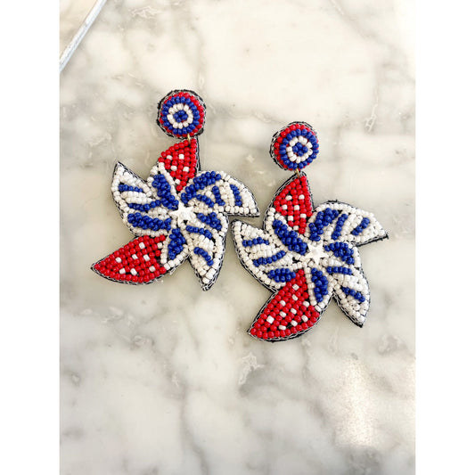Patriotic spinner earrings