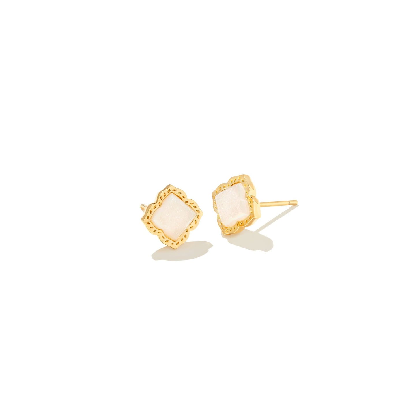 Mallory Stud Earrings in Gold Iridescent Drusy