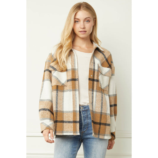 Plaid Camel Shacket