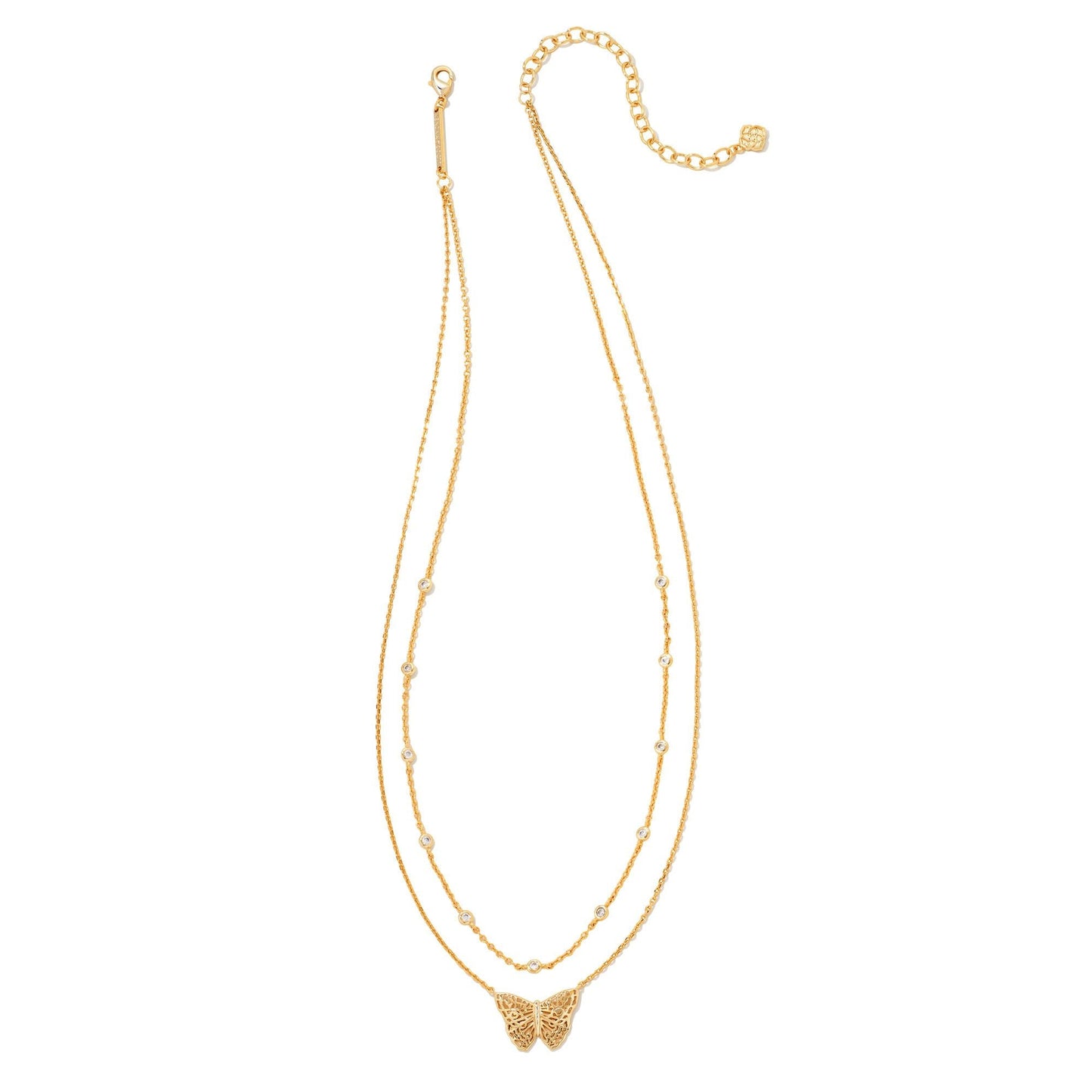 Hadley Butterfly Multi Strand Necklace in Gold Metal