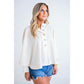 Solid Waffle Button Top in Ivory