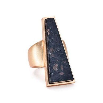 Collins Cocktail Ring Size 8 in Rose Gold Black Granite