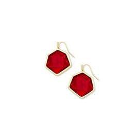 Vanessa Drop Earrings Gold Cherry Red Illusion
