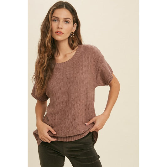 Textured Bean Sweater Knit Top
