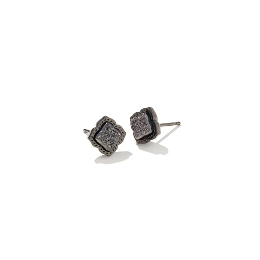 Mallory Stud Earrings in Gunmetal Black Drusy