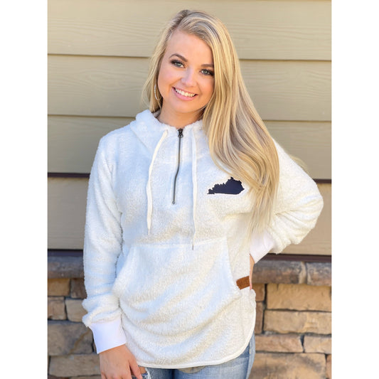 Curvy Kentucky Ivory Chenille Half Zip 2XL