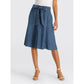 Button Fray Chambray Skirt