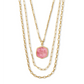Davis Vintage Gold Multi Strand Necklace in Pink Rhodonite