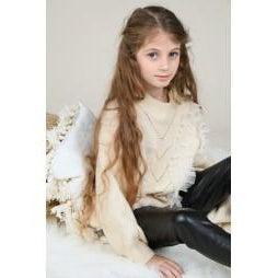 Girl's Off White Tulle Sweater