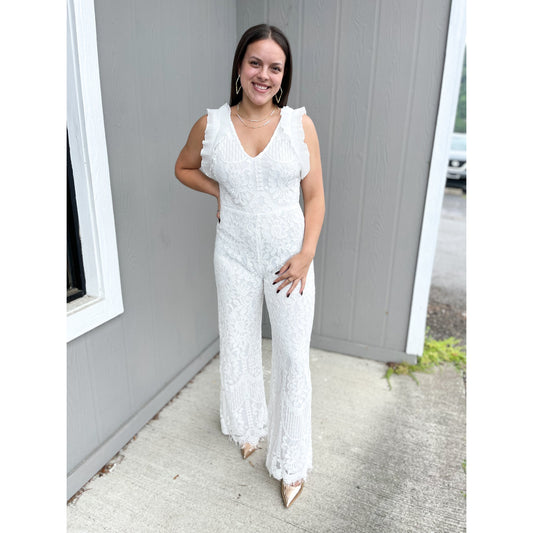 Jewel's White Lace Jumpsuit
