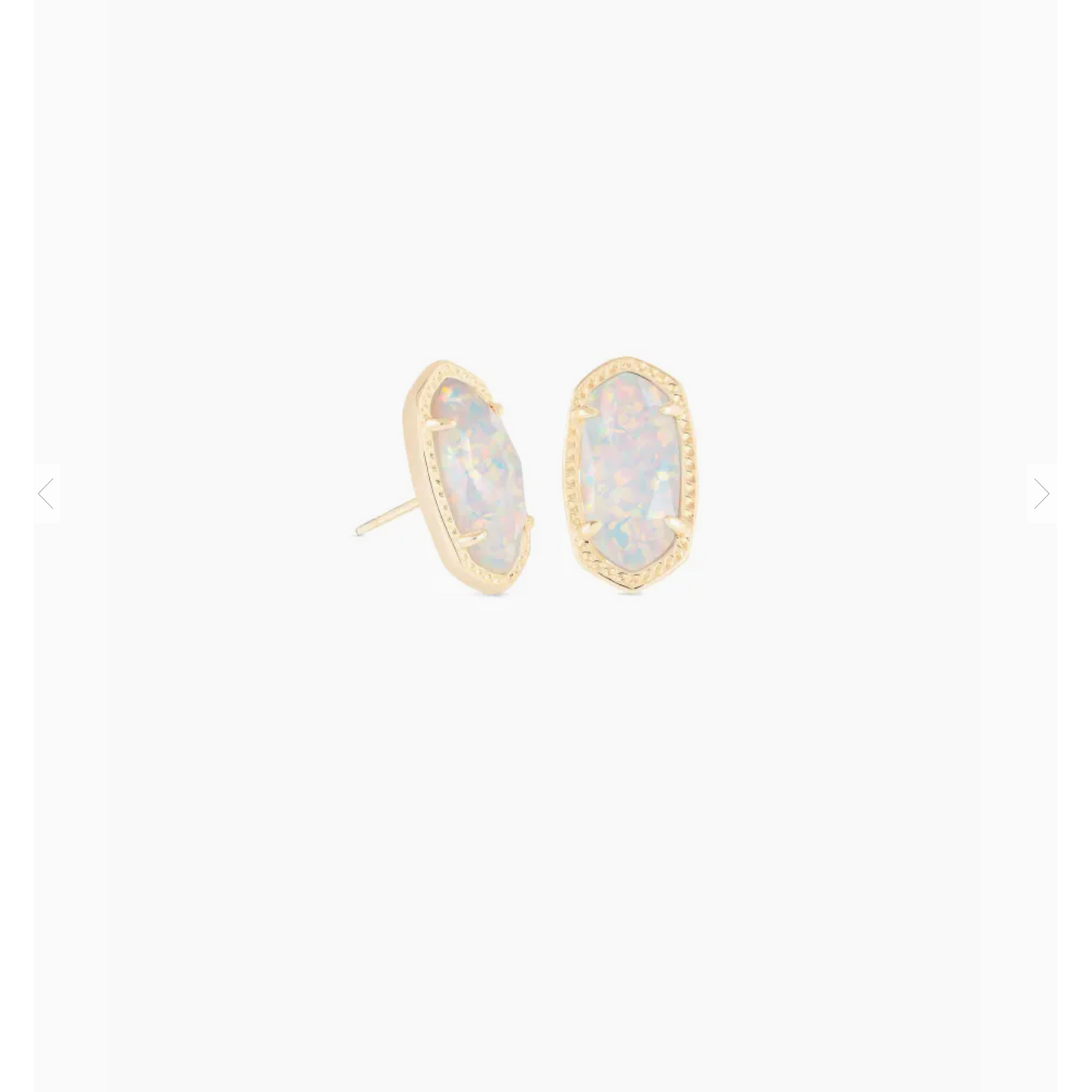 Ellie Gold Stud Earrings In White Kyocera Opal