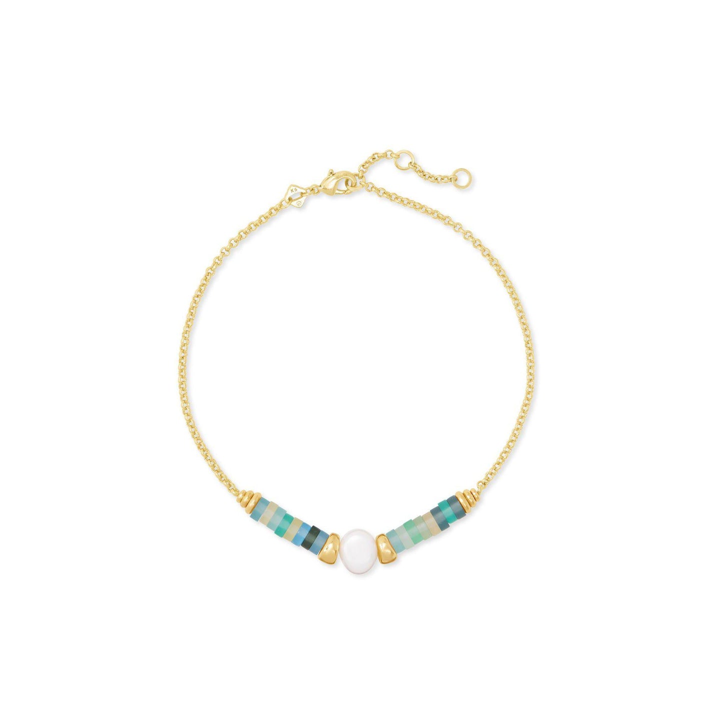 Lila Anklet in Gold Matte Sea Green Mix