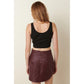 Burgundy Solid Leather Skirt
