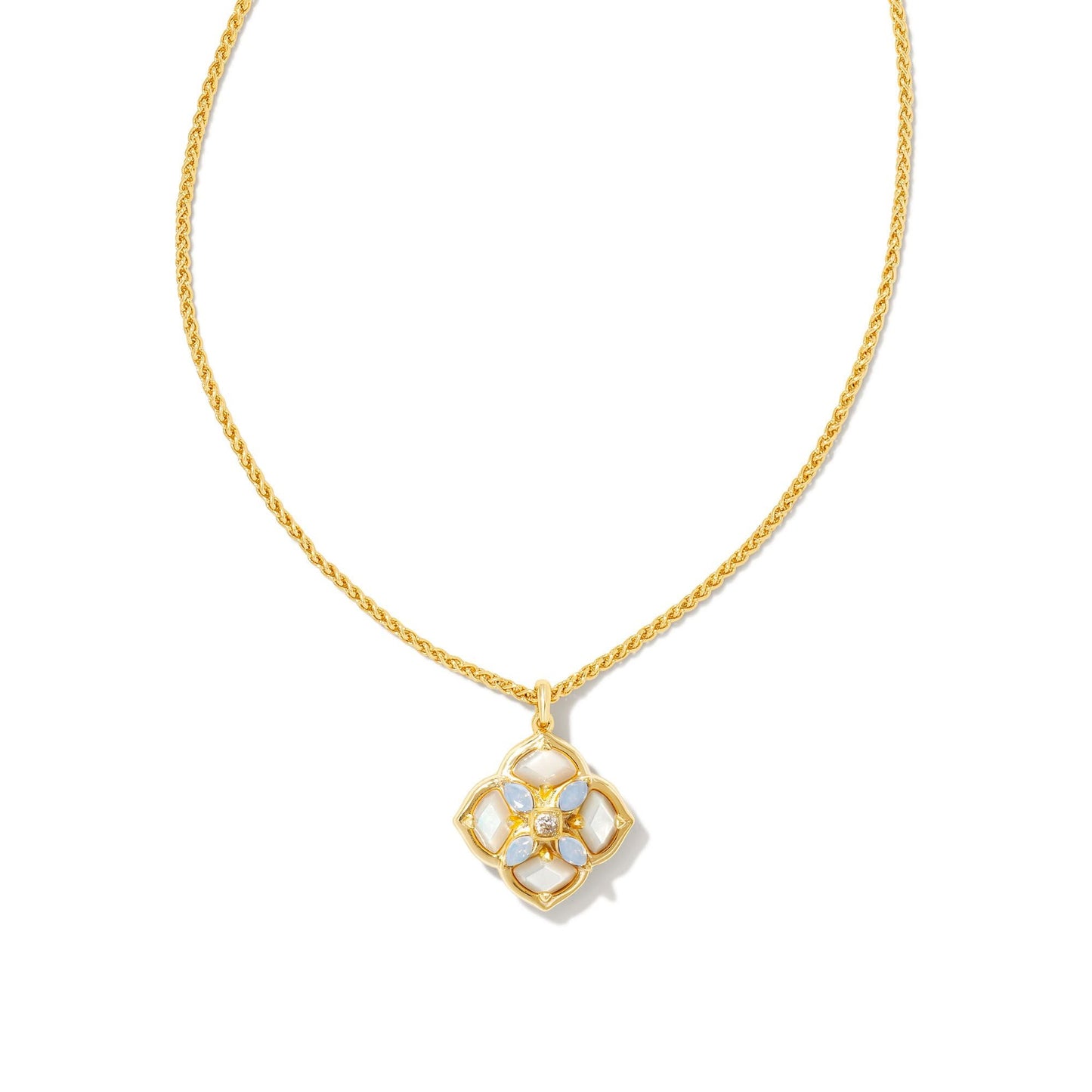 Dira Stone Pendant Necklace in Gold Ivory