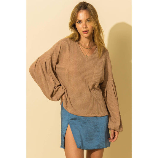Puff Sleeve V-neck