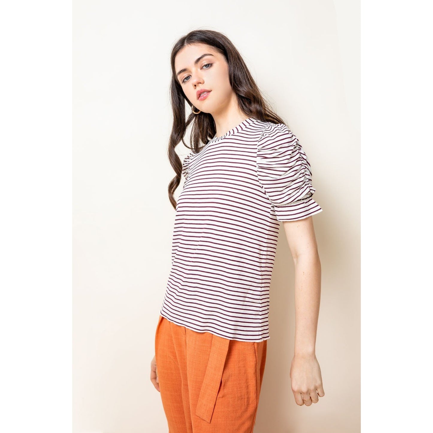 Picture This Maroon Striped Top