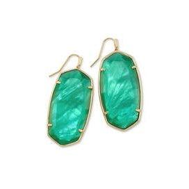 Faceted Danielle Earring Gold Jade Green Illusion