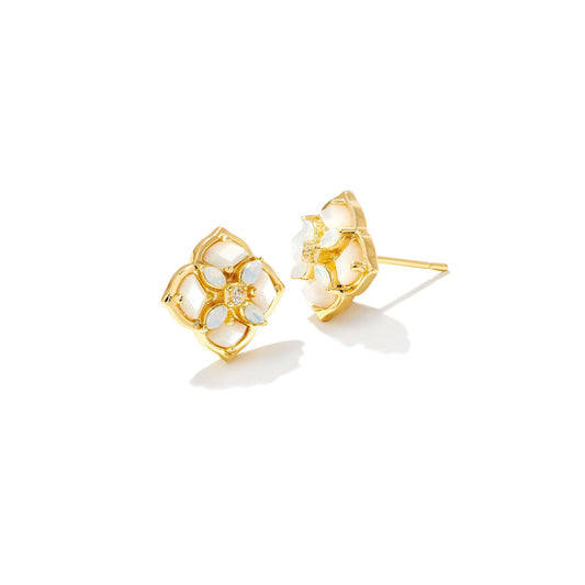 Dira Stone Studs in Gold Ivory Mix