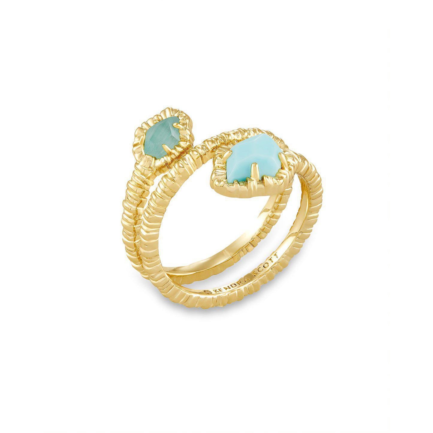 Spring 3 - Tessa Wrap Ring in Gold Light blue Magnesite