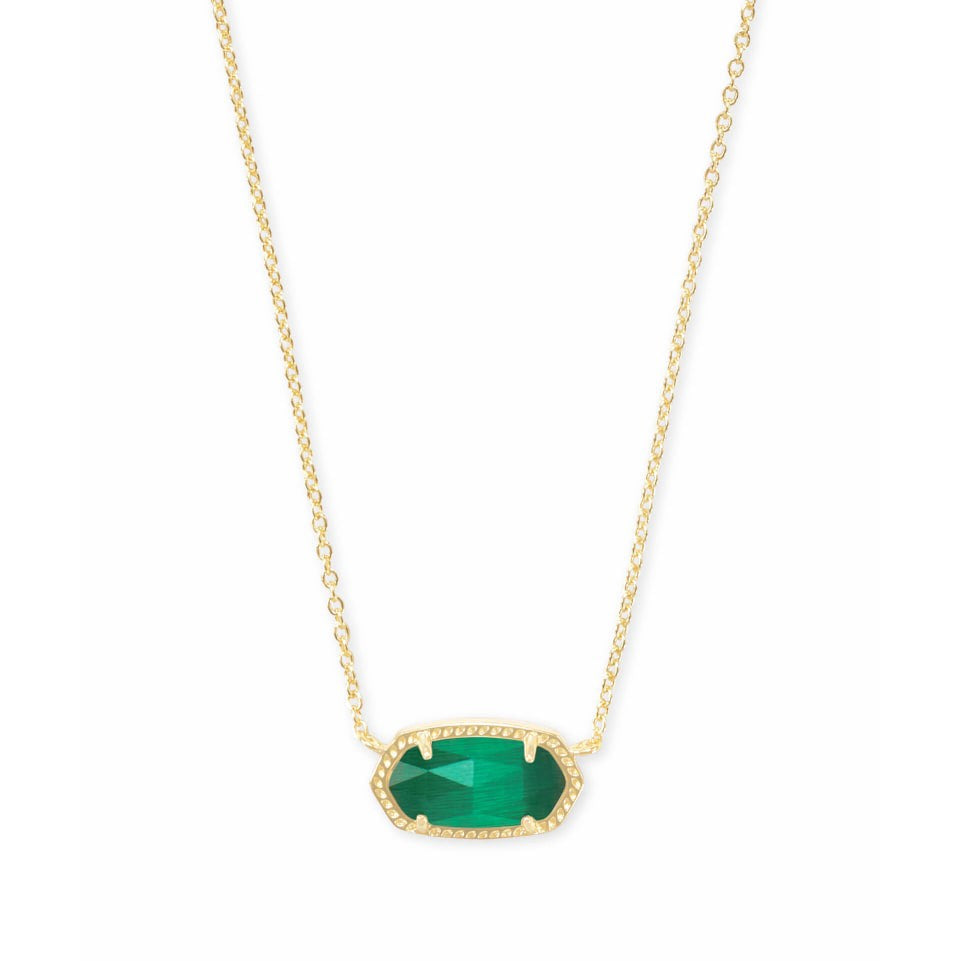 Elisa Necklace In Gold Emerald Cats Eye May Birthstone