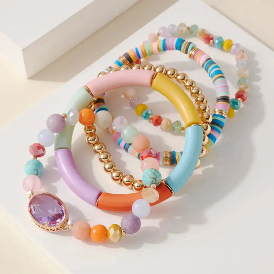 Beaded Bracelet set in Multi