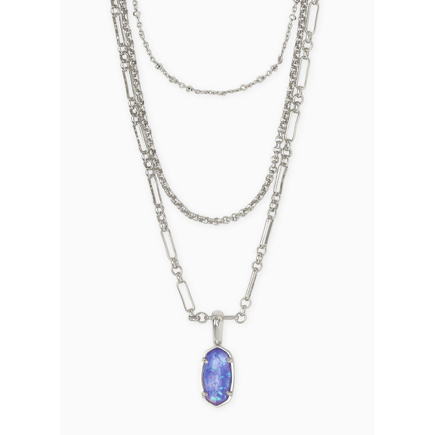 Elisa Triple Strand Necklace in RHOD Iridescent Lilac Illusion
