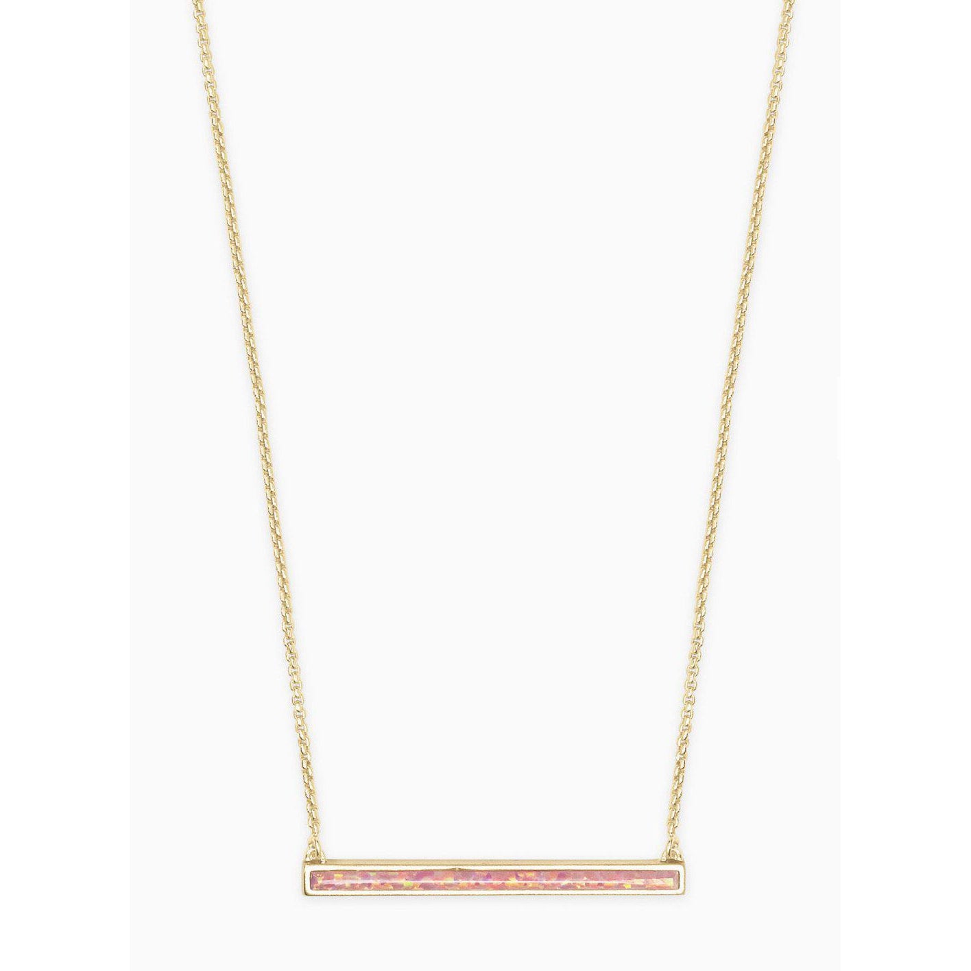 Kelsey Short Pendant Necklace in Gold Coral Opal