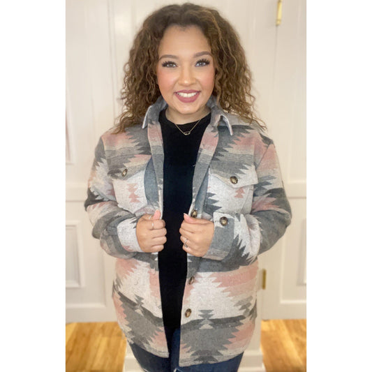 Pink Aztec Shacket