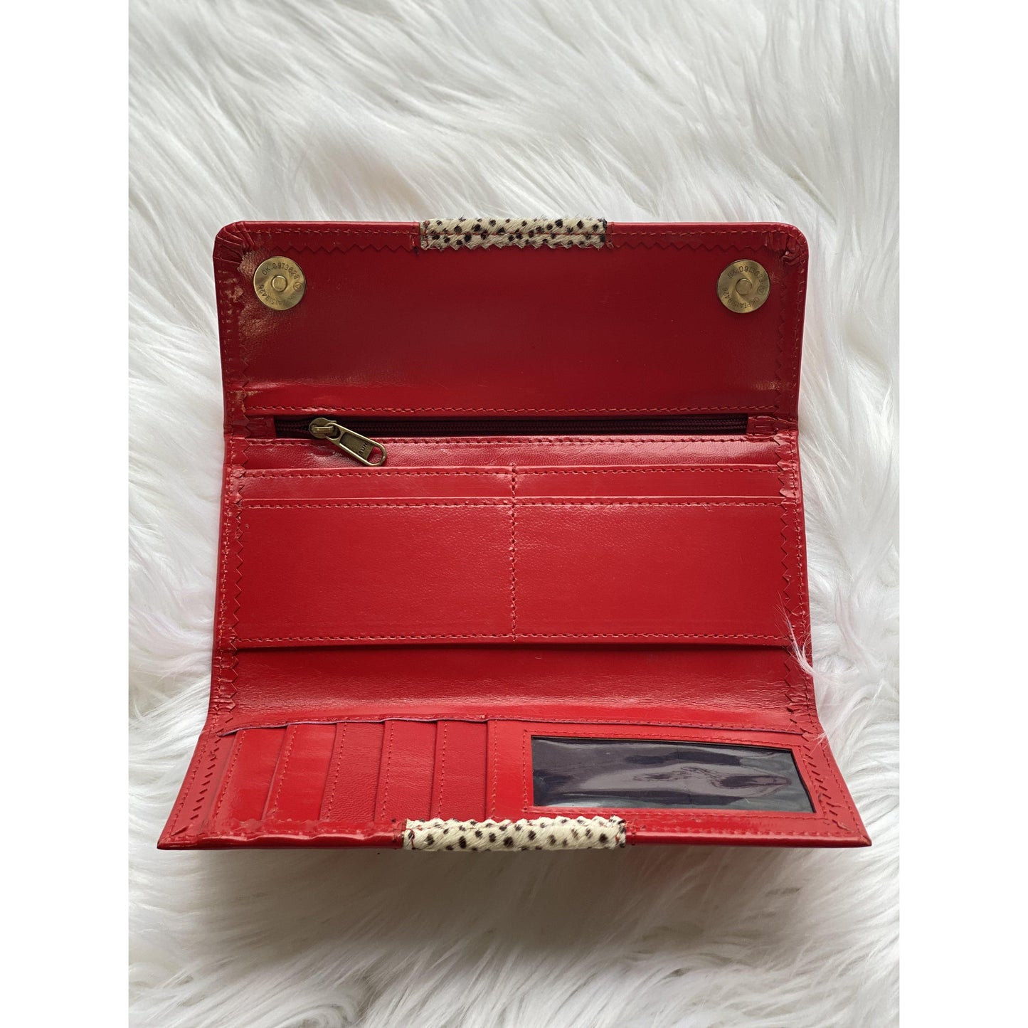 Bria Leather Wallet Bright Red Cheetah
