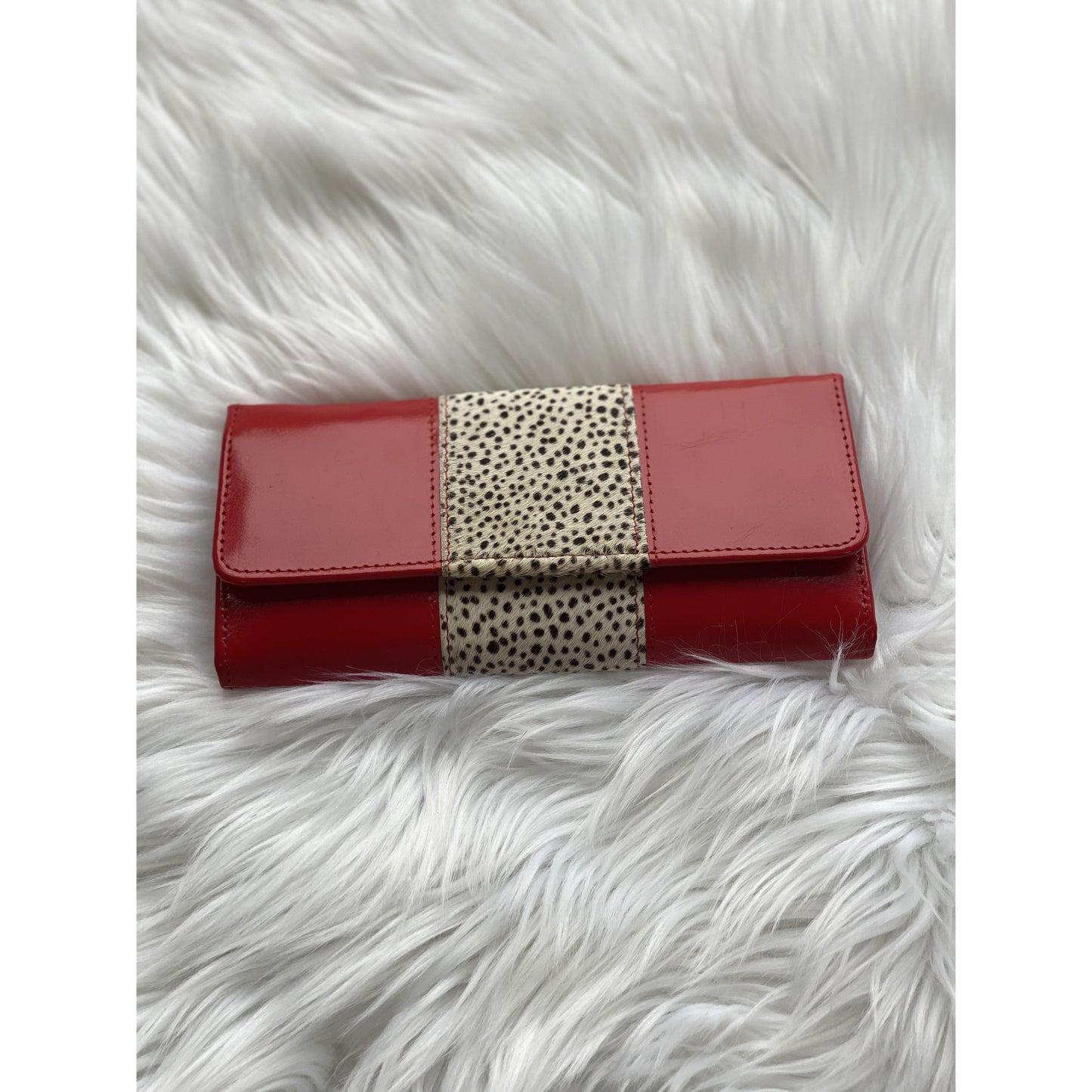 Bria Leather Wallet Bright Red Cheetah