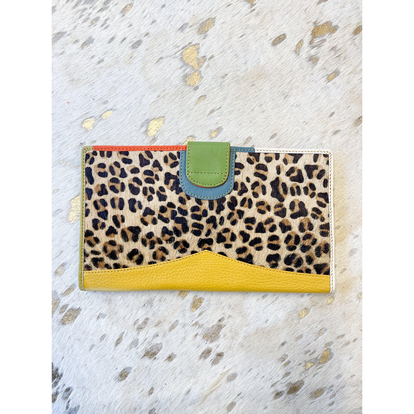 Nash Leather Travel Wallet Cheetah Yellow