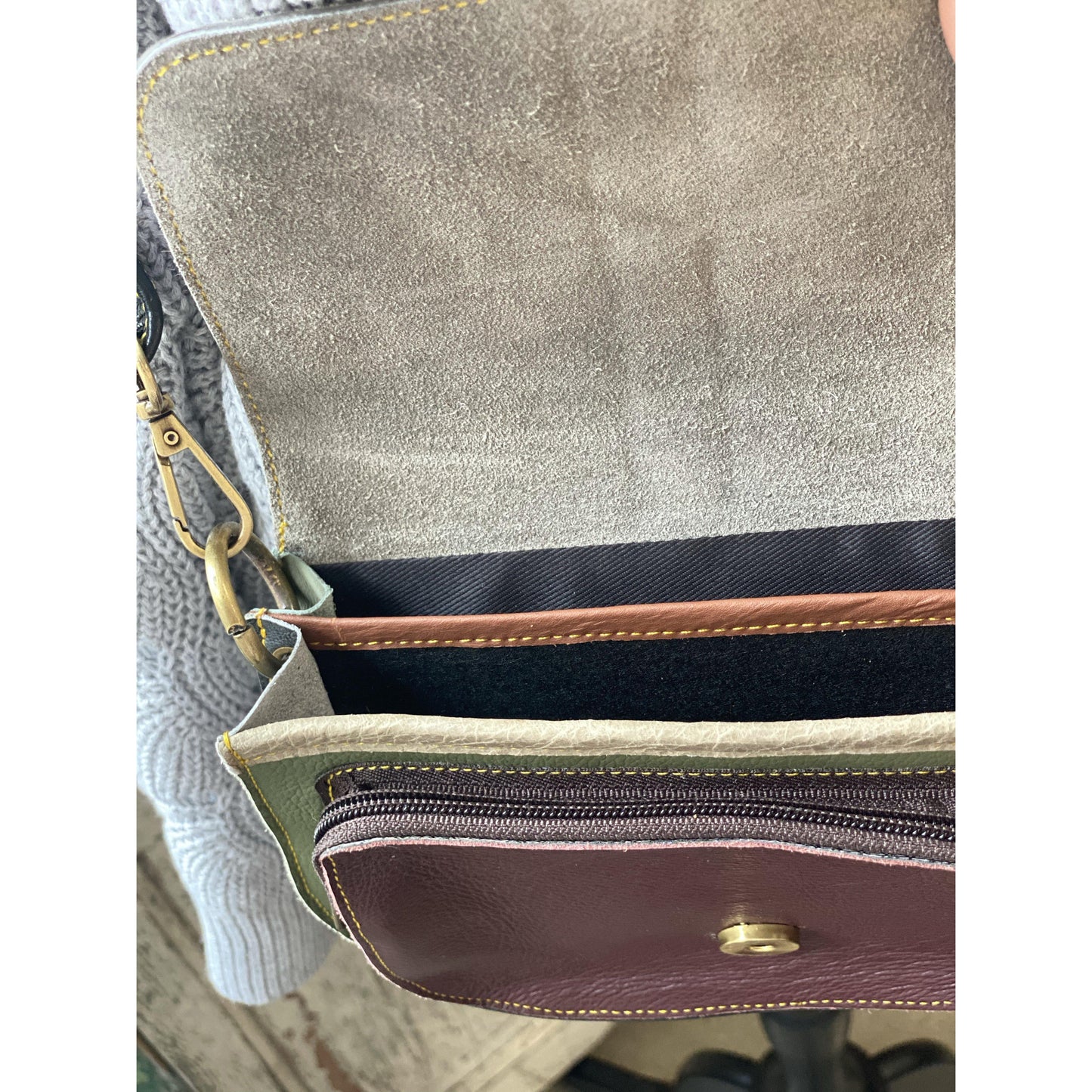 Cambrie Leather Crossbody Olive/Plum