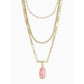 Elisa Triple Strand Necklace in Gold Iridescent Coral Illusion