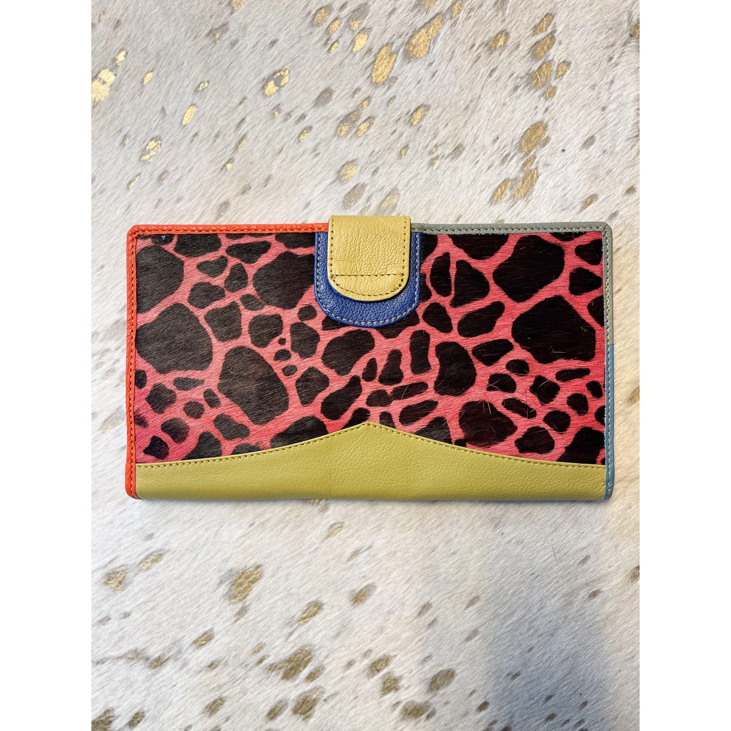 Nash Leather Travel Wallet Giraffe Pink