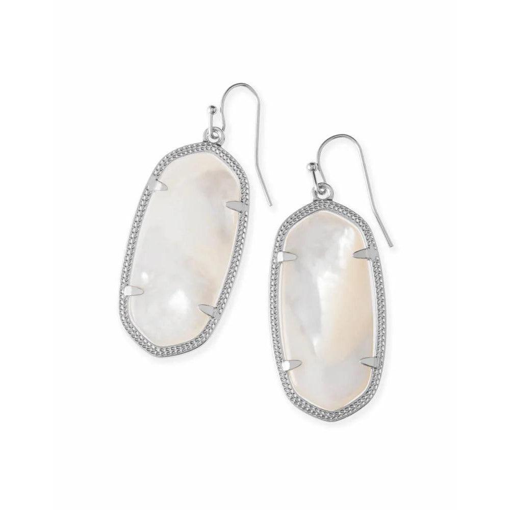 Elle Silver Drop Earrings In Ivory Mother-Of-Pearl