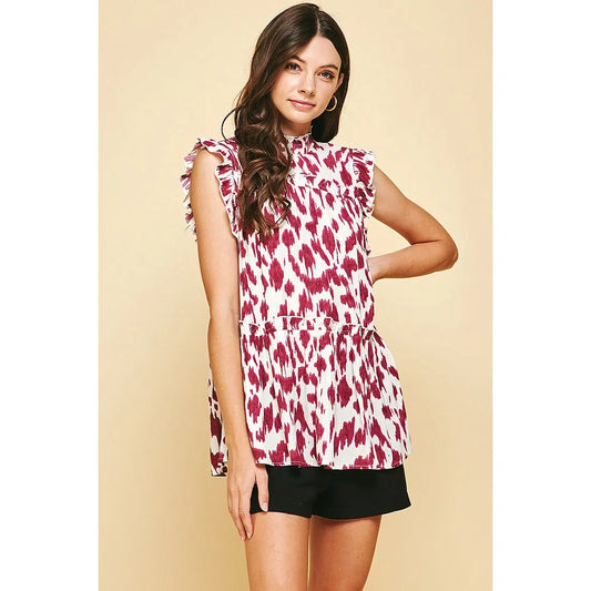 Paint Stroke Top in Wine