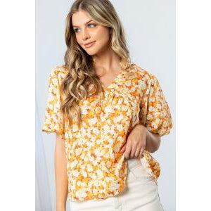 Pattern Print Short Sleeve Top