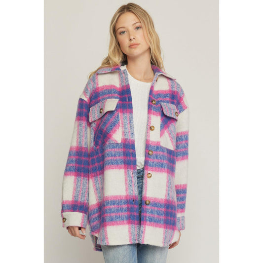 Pink/Blue Plaid Shacket