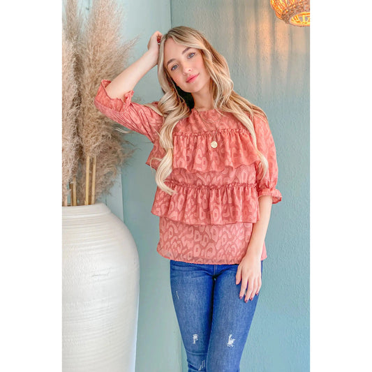 Leopard Tiered Ruffle Top